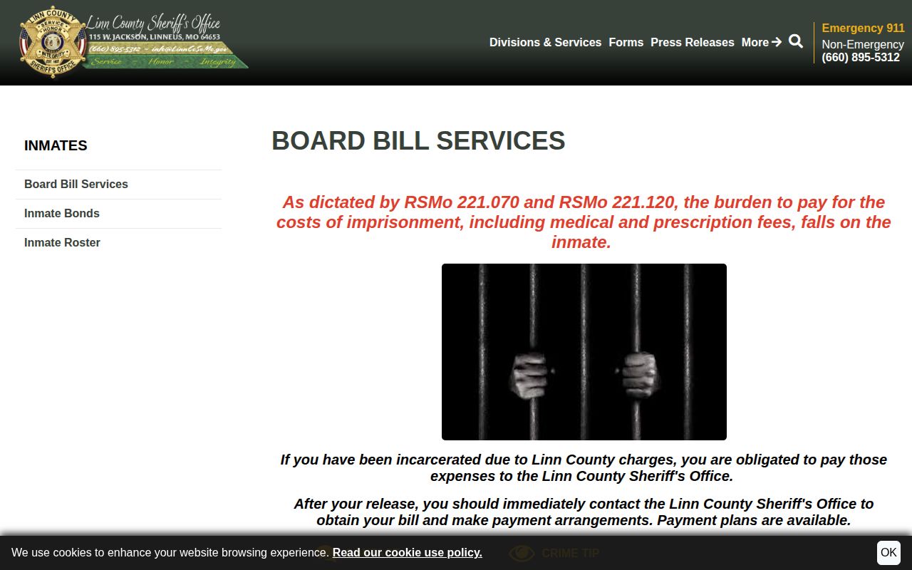 Linn County post-release board bill instructions